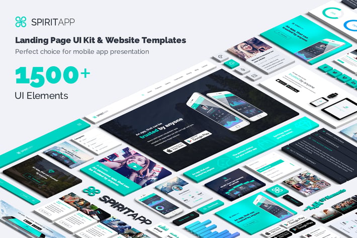 SpiritApp Landing Page UI Kit (Light Style)