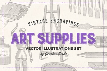 Art Supplies - Vintage Engraving Illustrations