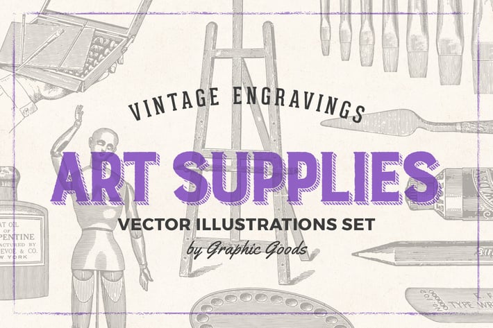 Art Supplies - Vintage Engraving Illustrations