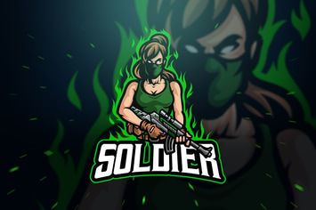 Female Soldier Sport and Esport Logo