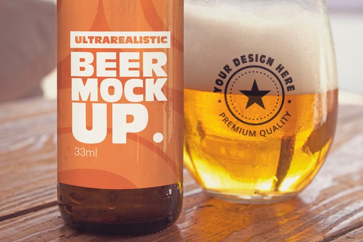 Label & Cup Beer Mockup