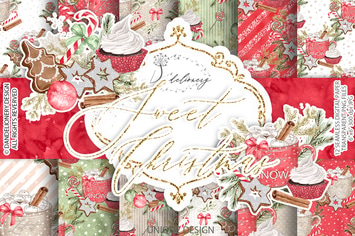Sweet Christmas digital paper pack