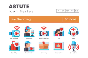 50 Live Streaming Icons