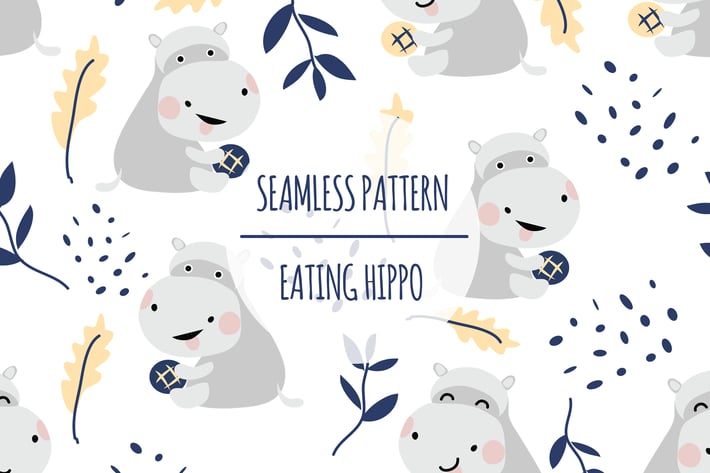 Eating Hippo – Seamless Pattern