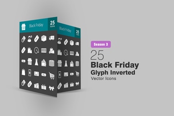 25 Black Friday Glyph Inverted Icons