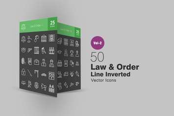 50 Law & Order Line Inverted Icons