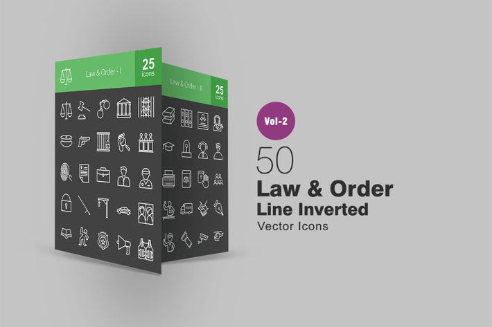 50 Law & Order Line Inverted Icons
