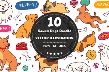 Kawaii Dogs Doodle 