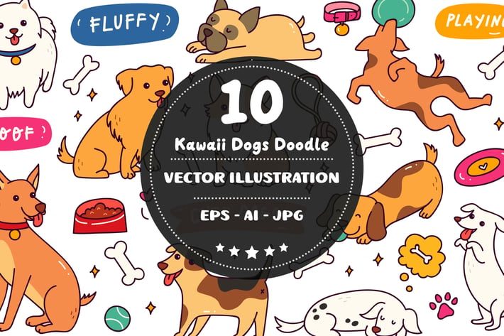 Kawaii Dogs Doodle 