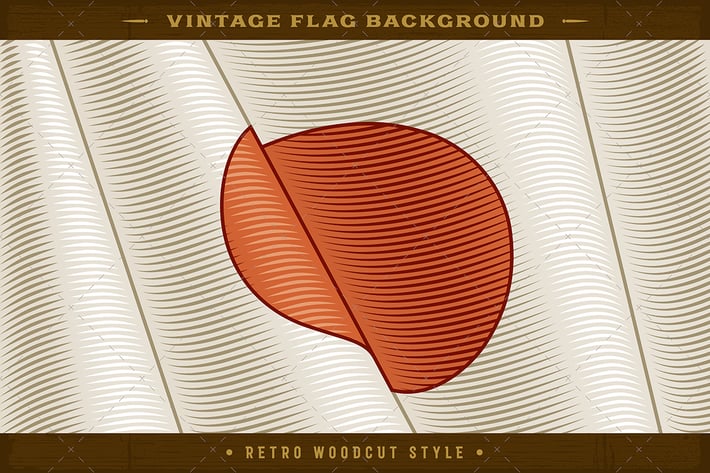 Vintage Flag Of Japan. Close-up Background