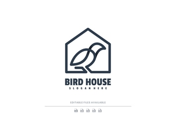 Bird House Line Art Logo