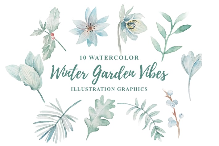 10 Watercolor Winter Garden Vibes Illustration