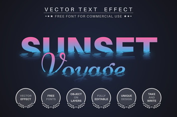 Sunset voyage - editable text effect,  font style