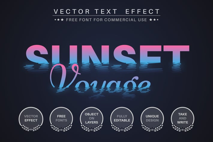 Sunset voyage - editable text effect,  font style