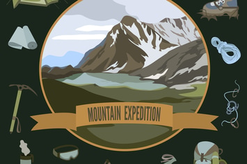 Set of mountaineering icons