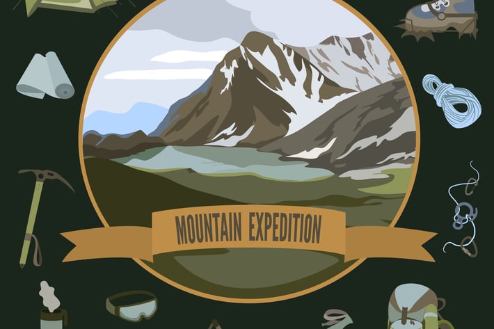 Set of mountaineering icons