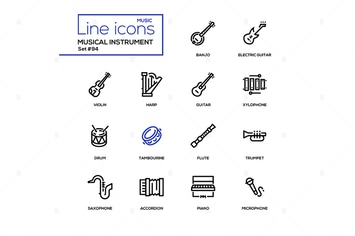 Musical instruments - modern line design icons set