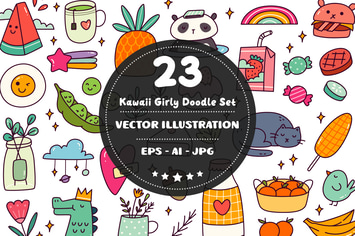 Kawaii Girly Doodle Set