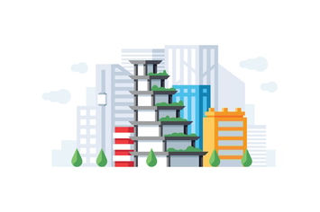 Downtown office buildings illustration