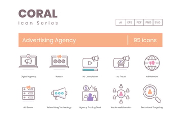 95 Advertising Agency Line Icons