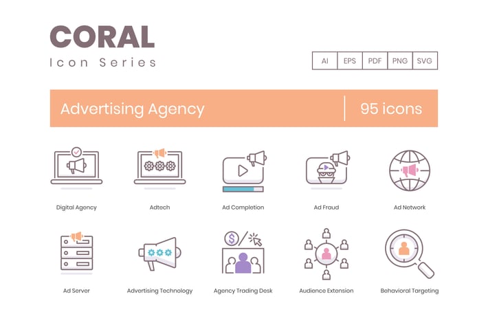 95 Advertising Agency Line Icons