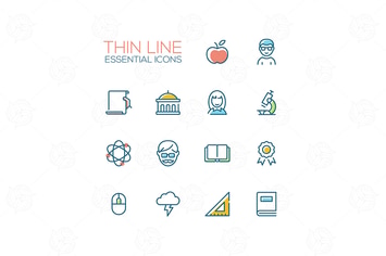 Education - Thin Single Line Icons Set