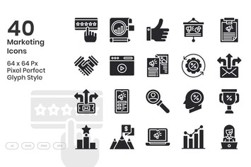 40 Marketing Icons Set - Glyph