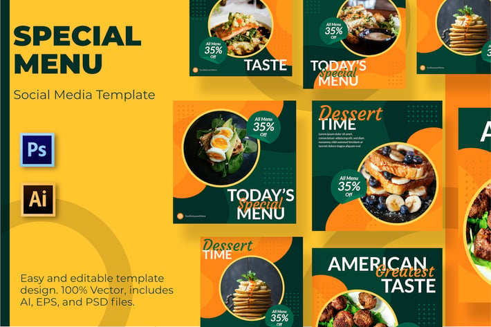 Includes Delicious Social Media Template