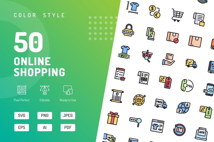 Online Shopping Color Icons
