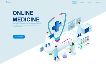 Medicine Isometric Landing Page Template