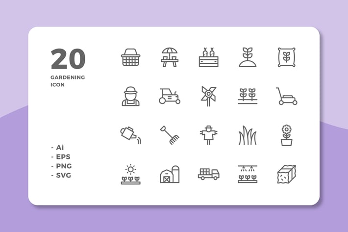 20 Gardening Icons (Line)