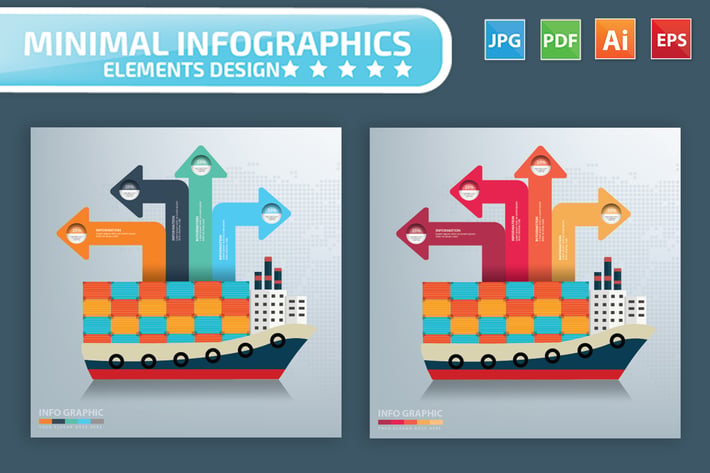 Container Ship Infographics Design