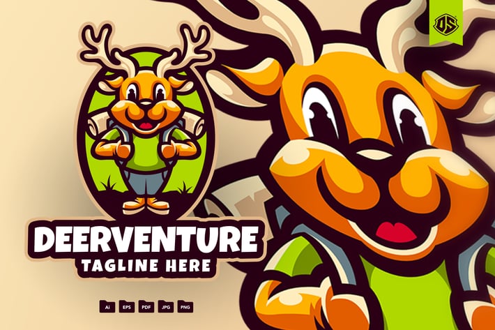 Deer Adventure Cartoon Mascot Logo