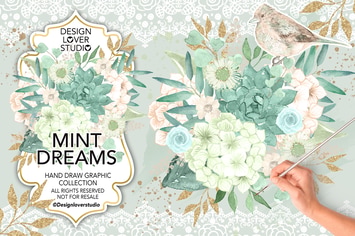 Watercolor MINT DREAMS design