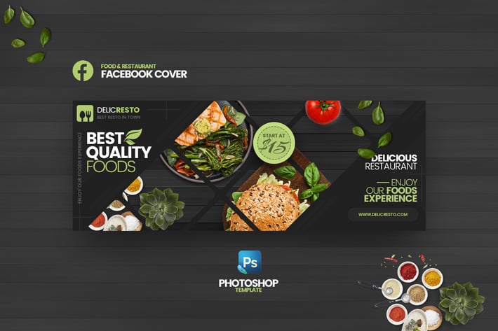 Delicresto - Food & Restaurant FB Cover  Template