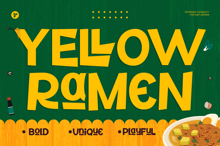 Modern Decorative Playful Font - Yellow Ramen