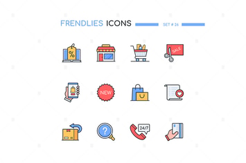 Shopping - modern line design style icons set