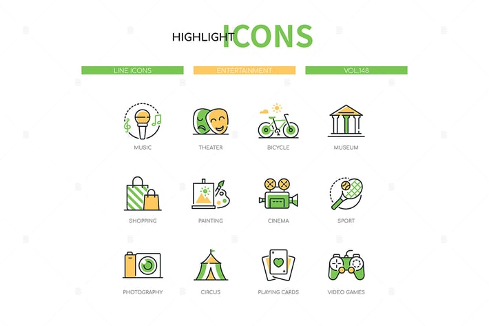 Entertainment - Modern Line Design Style Icons