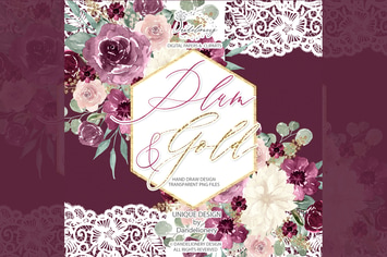 Watercolor Plum and Gold design