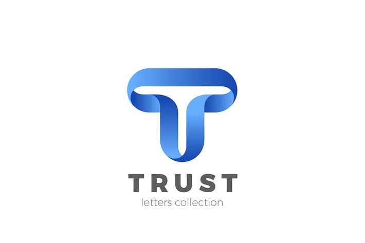 Letter T Logo design 3D Ribbon style