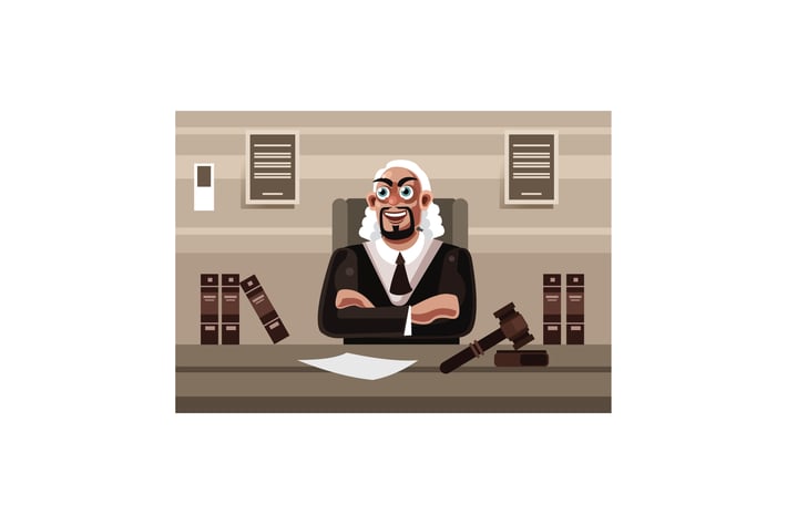 Happy Judge Character Vector Illustration