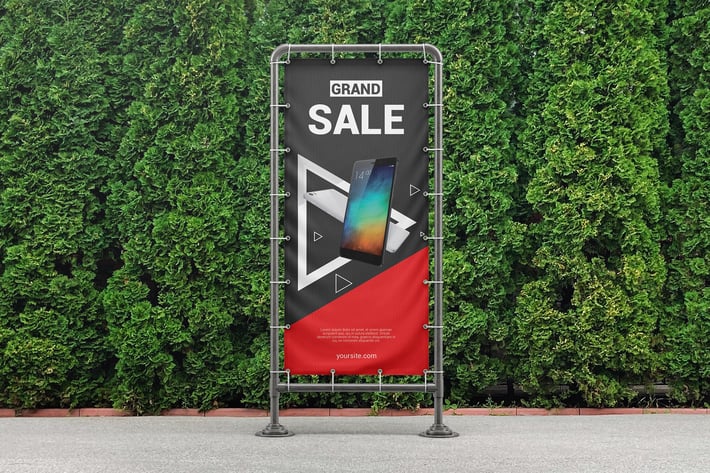 Vinyl Banner On Metal Frame Mockup