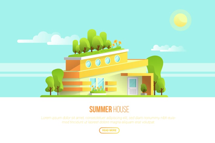 Summer House - Vector Landscape & Building