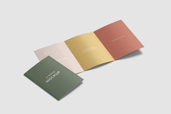 Cover and A4 Trifold Brochure Mockup