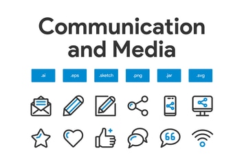 Communication and Media Icon Set
