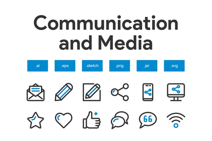 Communication and Media Icon Set