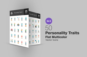 Personality Traits Flat Multicolor Icons