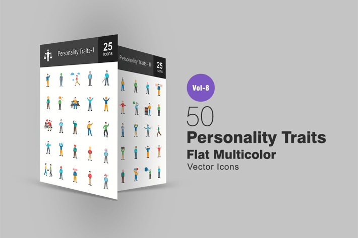 Personality Traits Flat Multicolor Icons