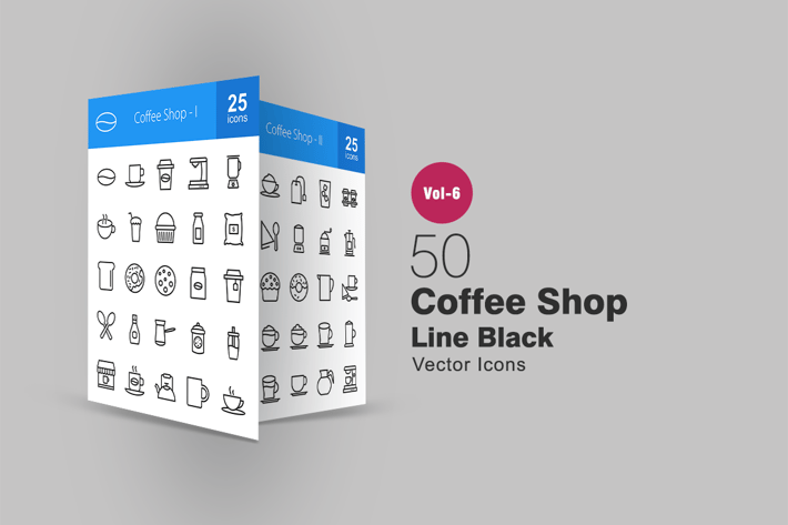 50 Coffee Shop Line Icons