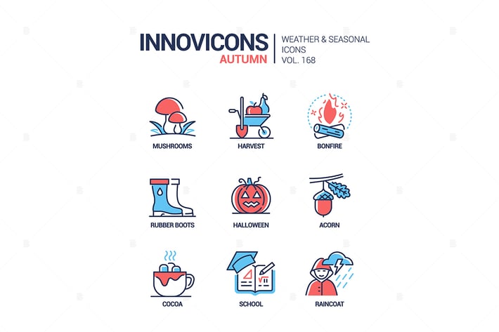 Autumn - modern line design style icons set